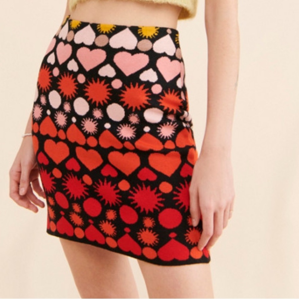 Anthropologie Maeve Heart Mini Skirt. Brand new